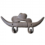 G006 - CAST IRON LONGHORN AND HAT WALL HOOK